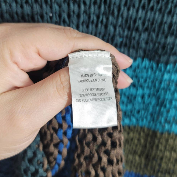 Theory Nimue Space Low Back Knit Stripe Long Sleeve Round Neck Tunic Sweater Med - Picture 5 of 6